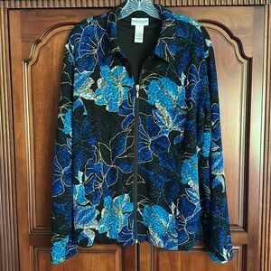 Floral Jacket in Blue and Black with Gold Detail
